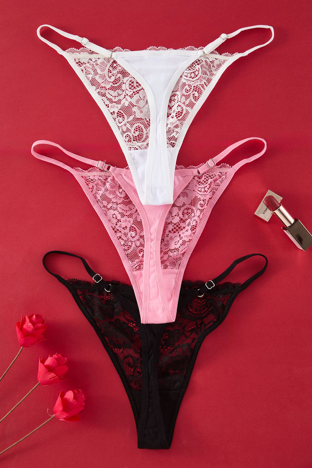 TRENDYOLMILLA Siyah-Pembe-Beyaz 3lu Paket Dantel Tanga Orme Kulot THMSS25KU00006 фото 3