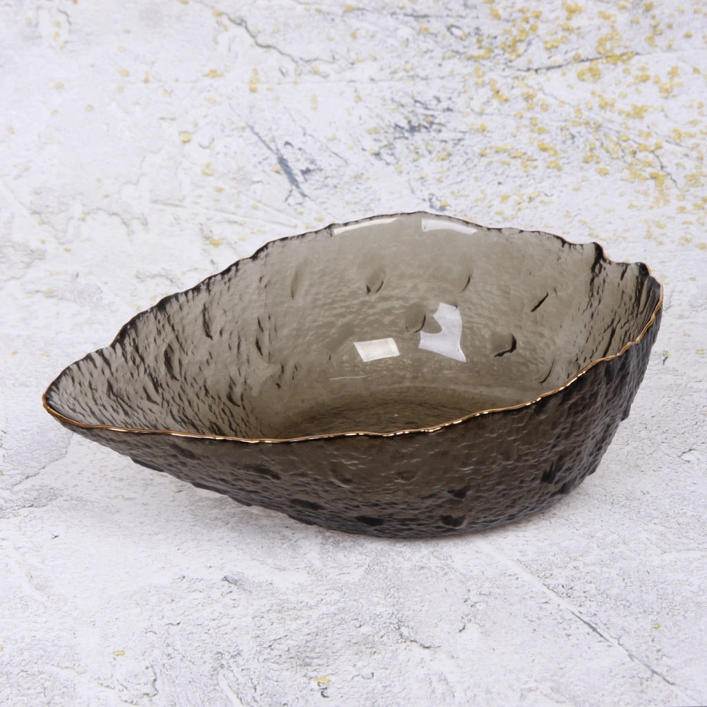 Салатник стеклянный "ICE CRYSTAL" 22см графит