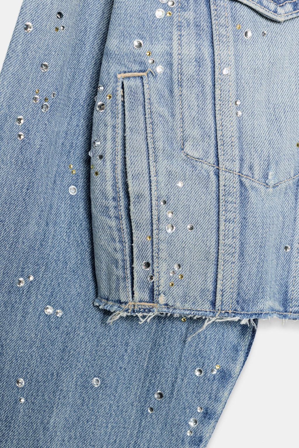 TRF STRASS CROP DENIM JACKET - Zara фото 9