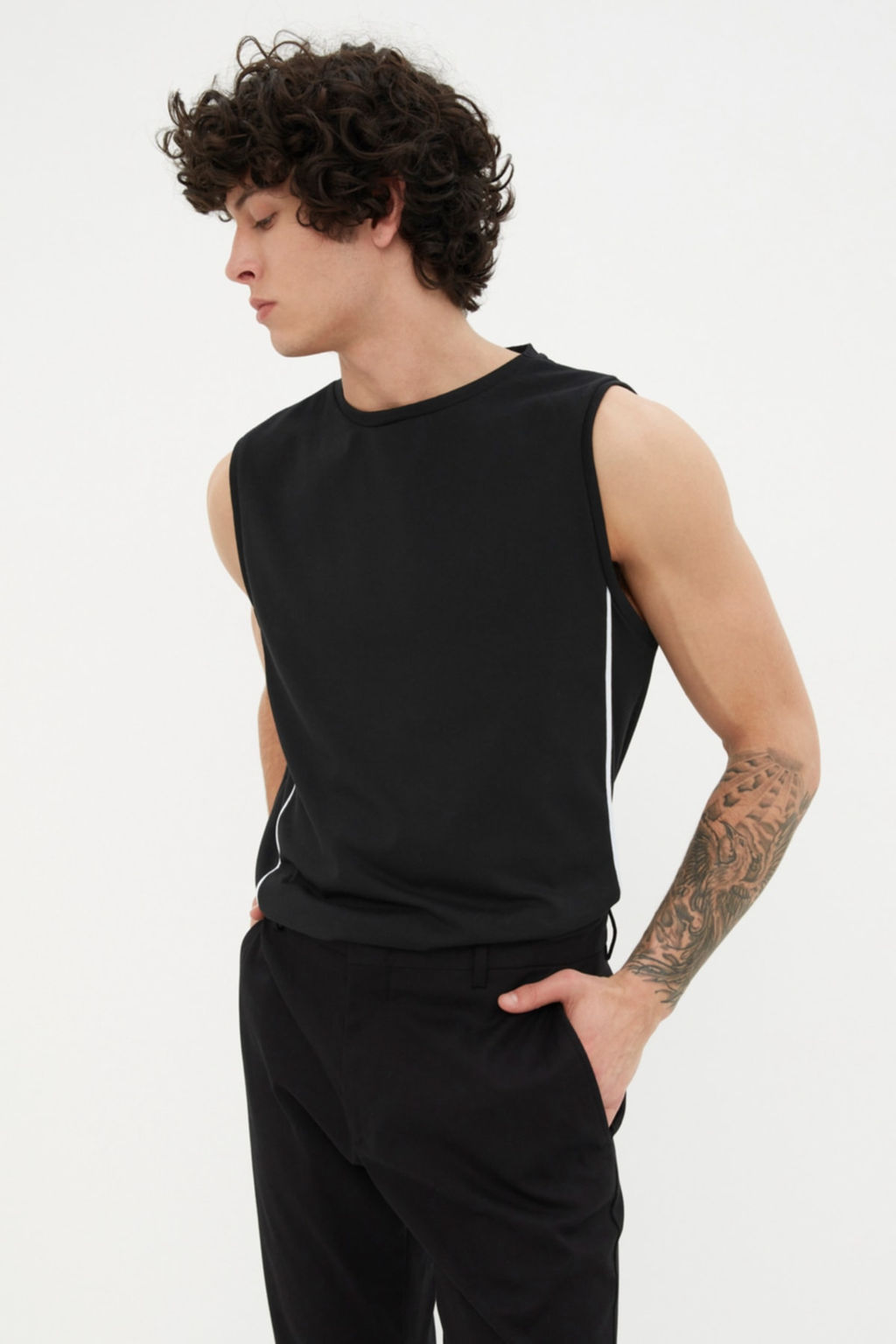TRENDYOL MAN Siyah Regular/Normal Kesim Biyeli %100 Pamuklu Kolsuz T-Shirt/Atlet TMNSS21AL0140 - Trendyolmilla фото 4