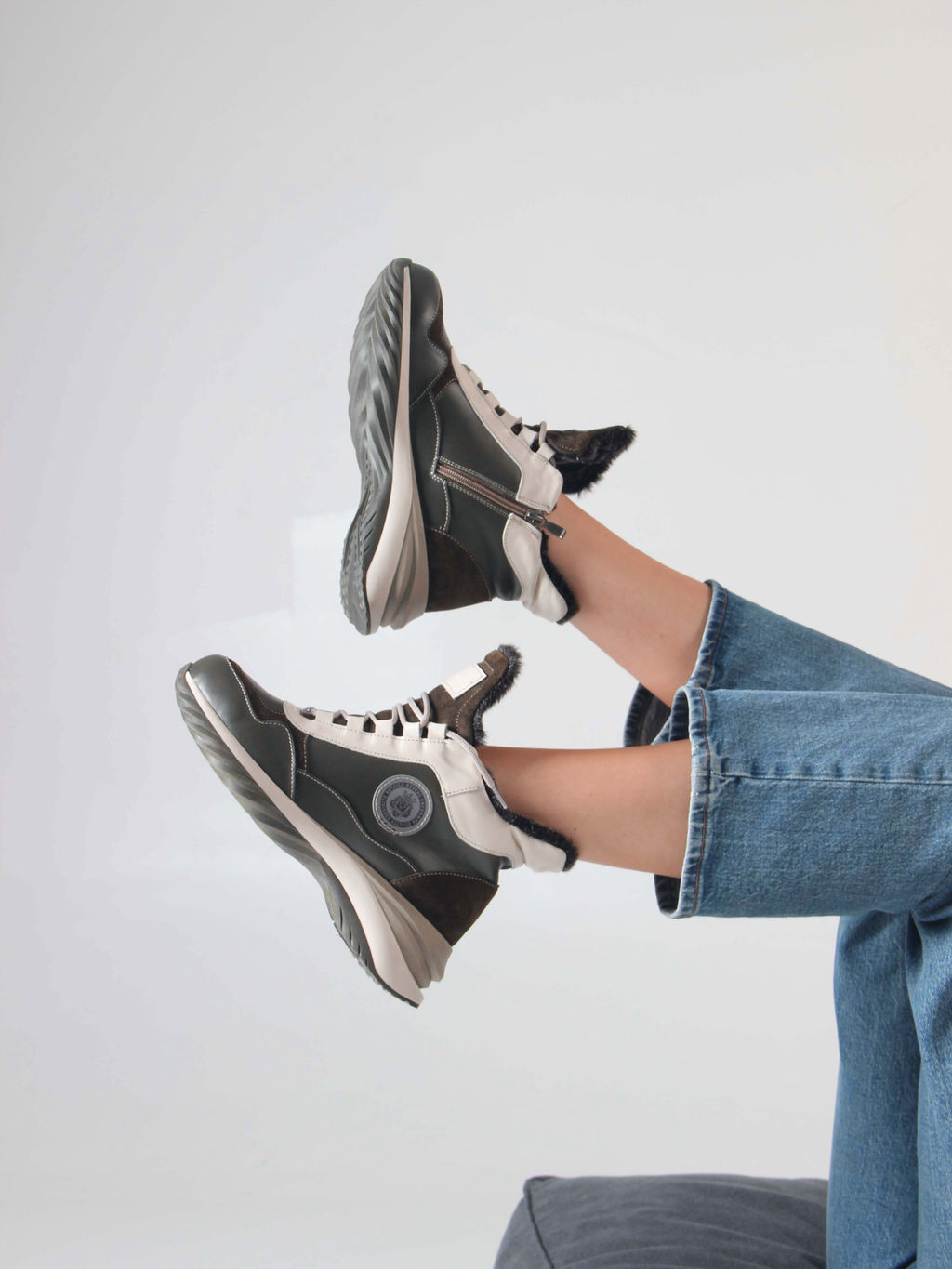 Ботинки 350.uno2gr. хаки бежевый/Байка