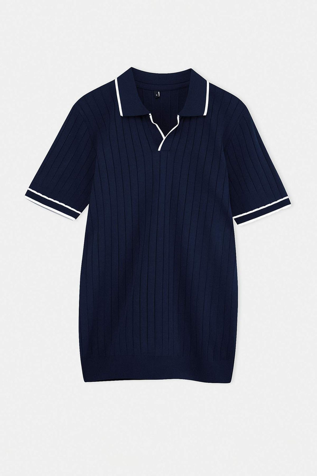 Lacivert Regular Kesim Dokulu Polo Yaka Triko T-shirt TMNSS26PO00040