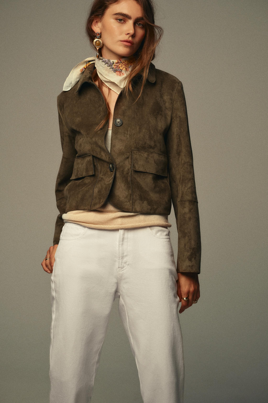 FAUX SUEDE CROPPED JACKET - Zara фото 3
