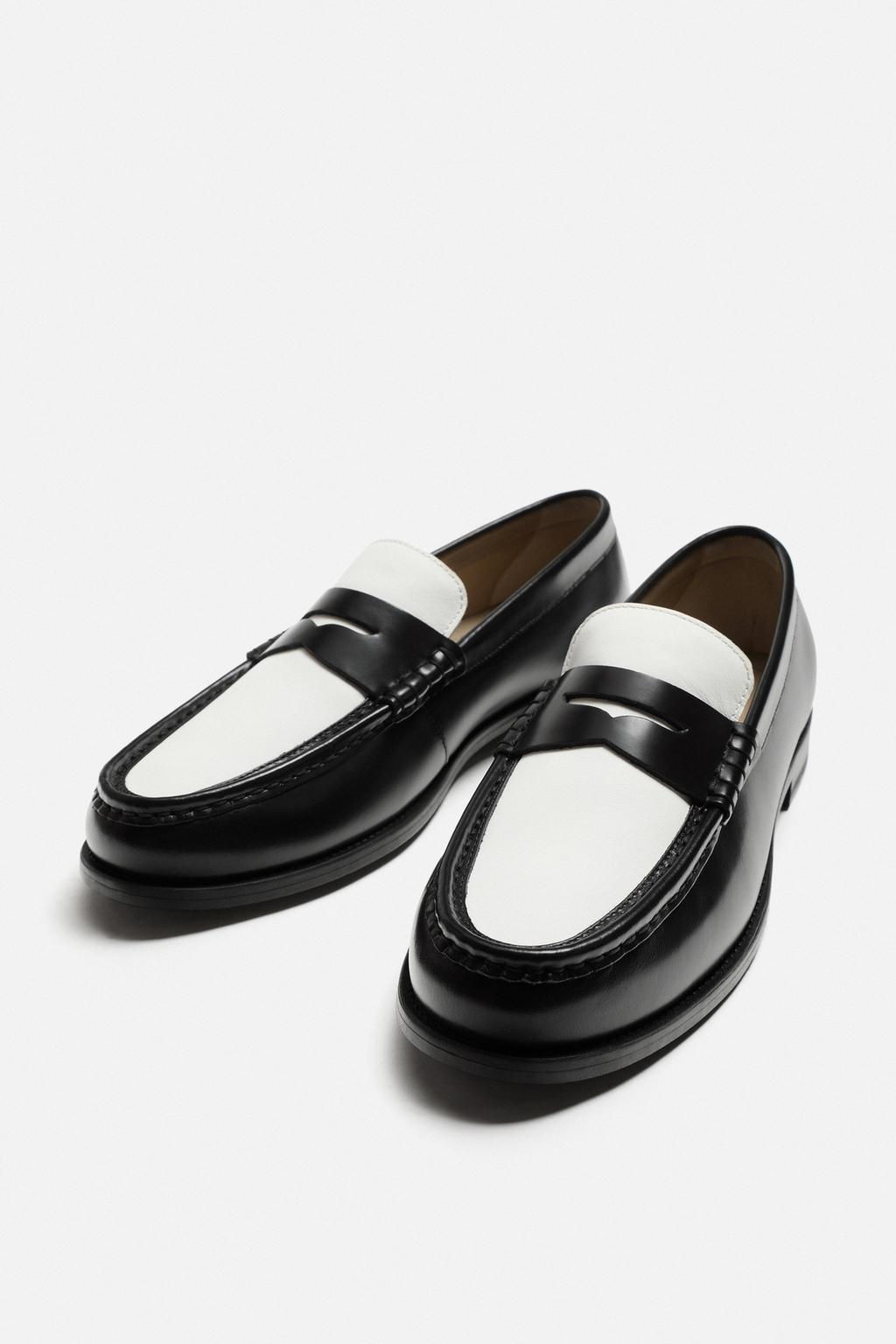 CONTRAST LEATHER PENNY LOAFERS - Zara фото 2