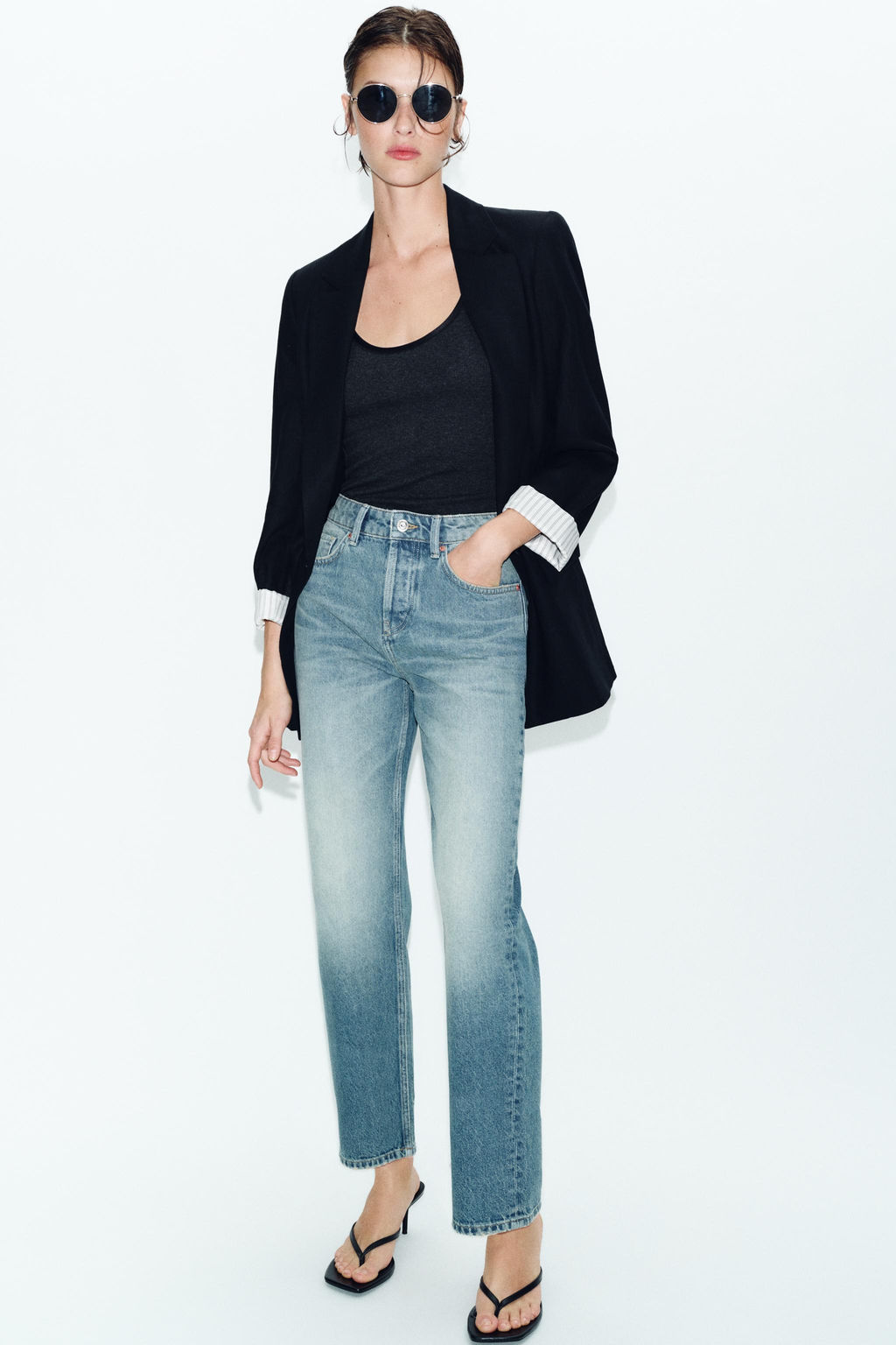 JEANS Z1975 SLIM CROPPED TIRO MEDIO / Azul / Verde - Zara фото 10