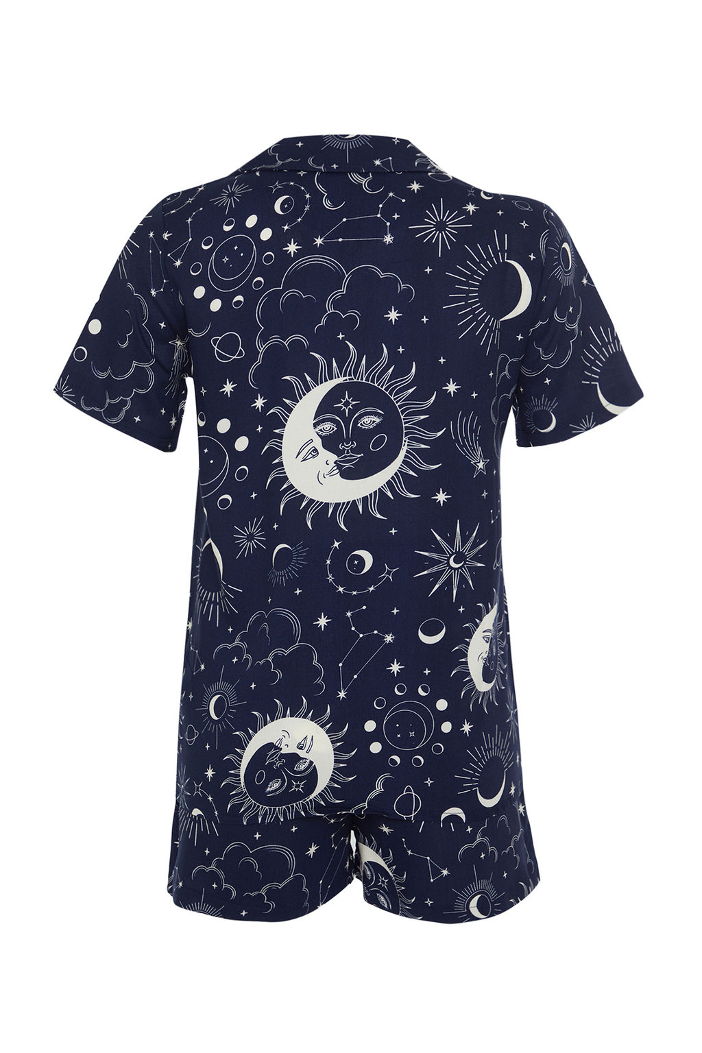 Trendyolmilla Lacivert Galaksi Desenli Viskon Sortlu Dokuma Pijama Tak?m? THMSS24PT00297  фото 8