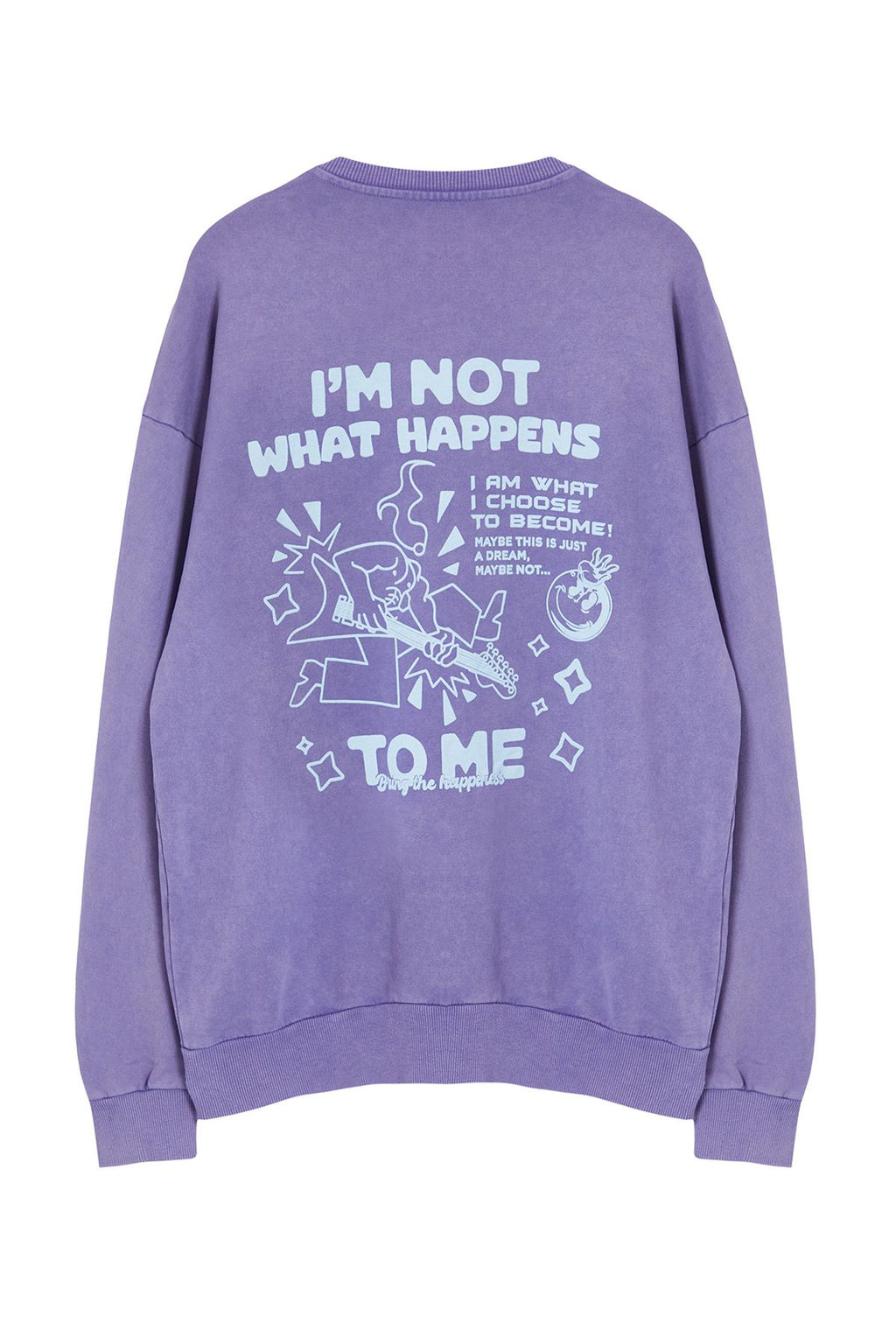 TRENDYOL MAN Lila Oversize/Genis Kesim Y?kama/Eskitme Efektli On ve Arka Bask?l? Sweatshirt TMNAW25SW00041 - Trendyolmilla фото 6