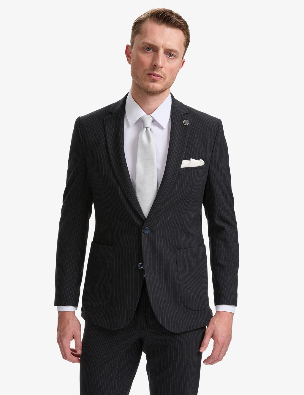 Lacivert Ex. Slim Fit _izgili Tak_m Elbise