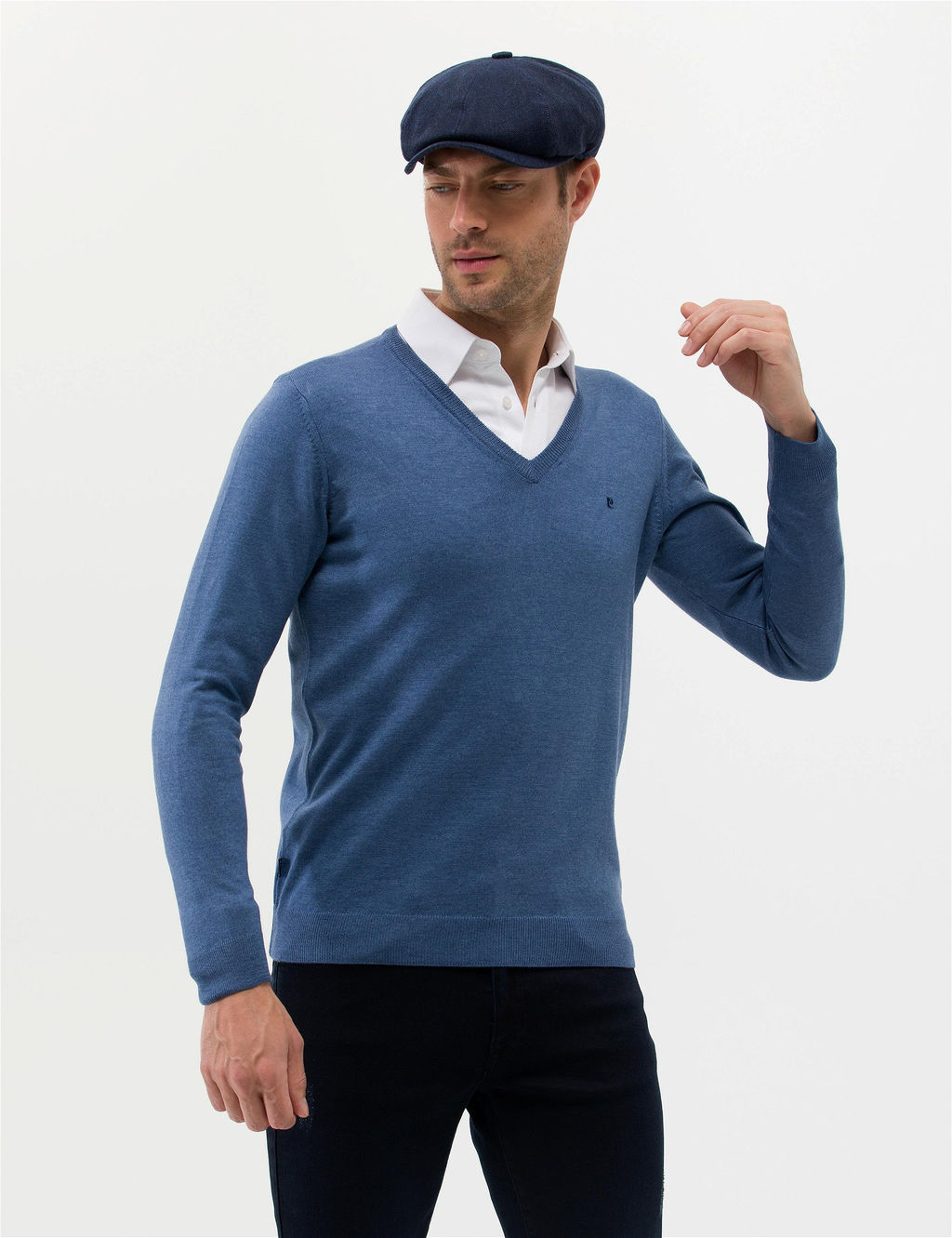_ndigo Melanj Slim Fit V Yaka Basic Triko Kazak - Pierre cardin фото 3