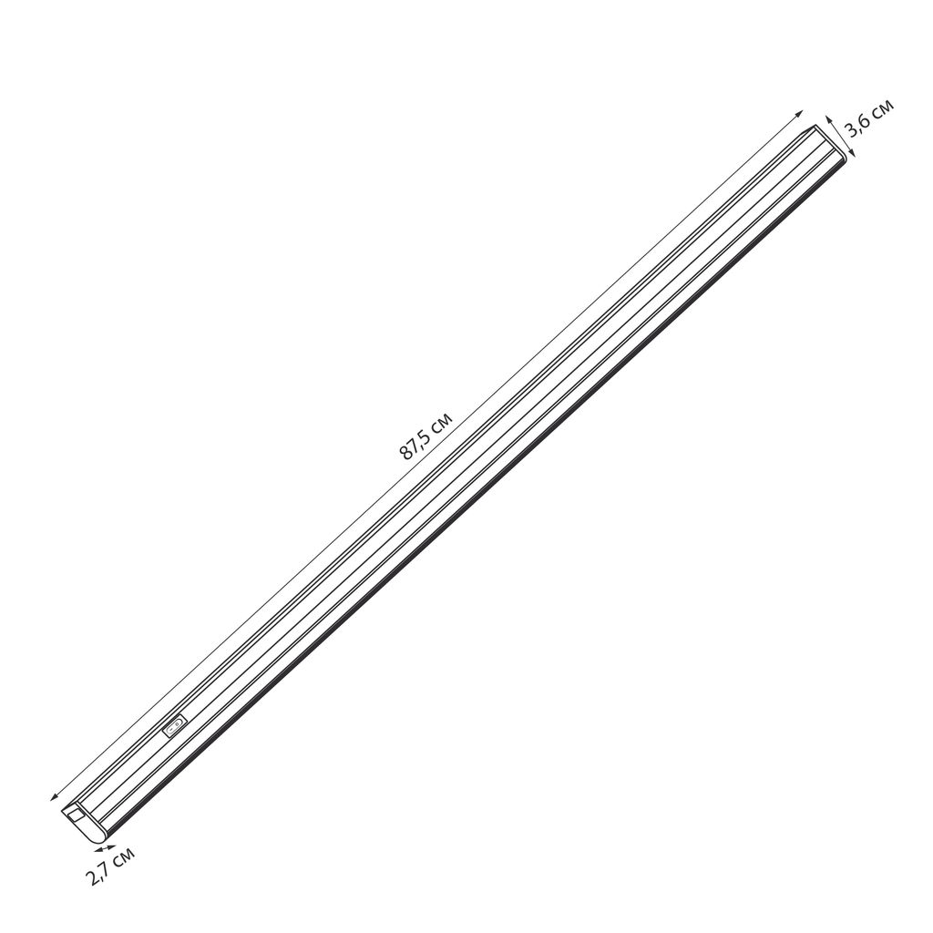 ULI-L02-10W-4200K-SL Светильник линейный светодиодный (аналог Т5). Белый свет(4200K). 900Lm. Выключатель на корпусе. Серебристый. TM Uniel.