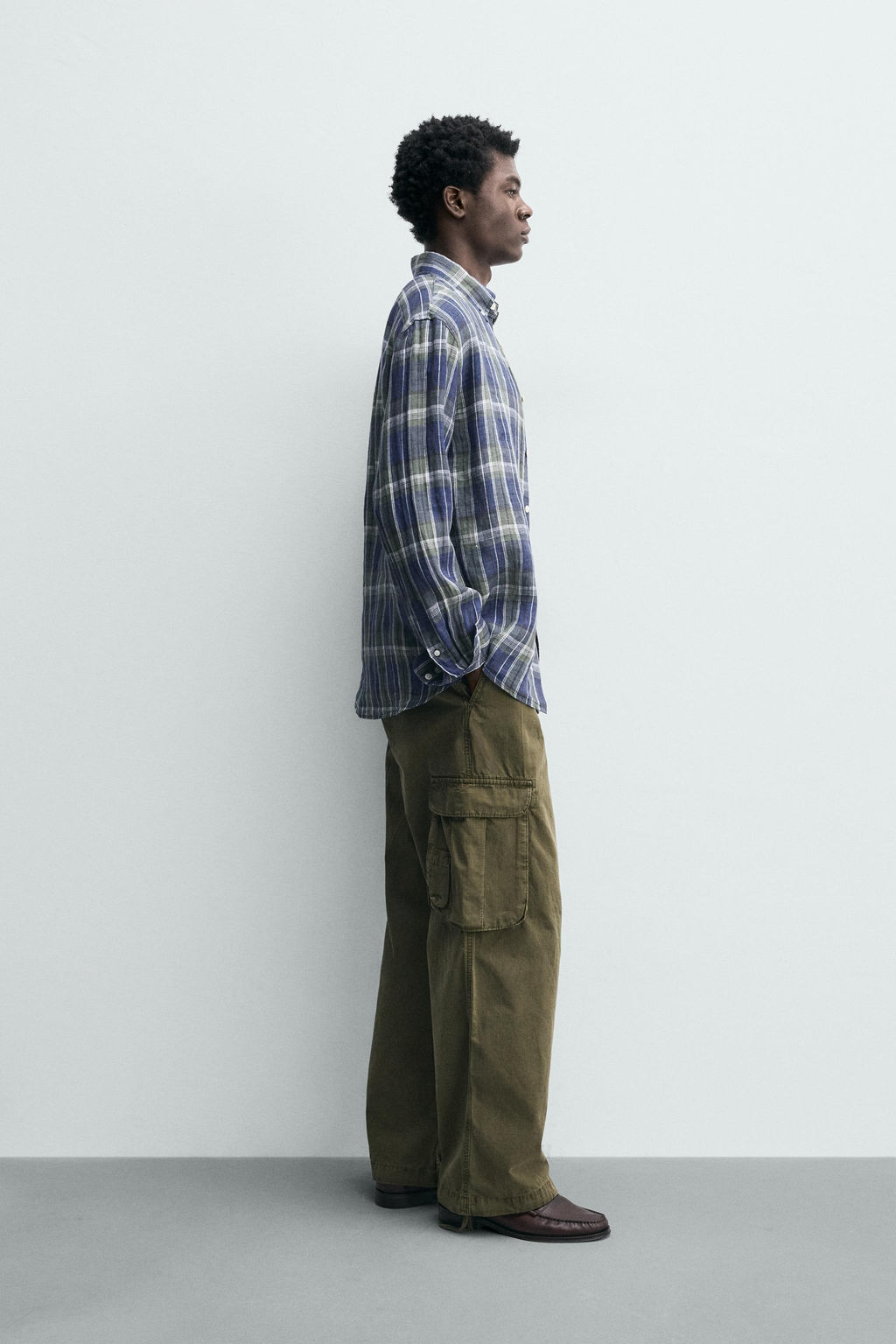 CAMISA 100% LINO CUADROS / Azules - Zara фото 4