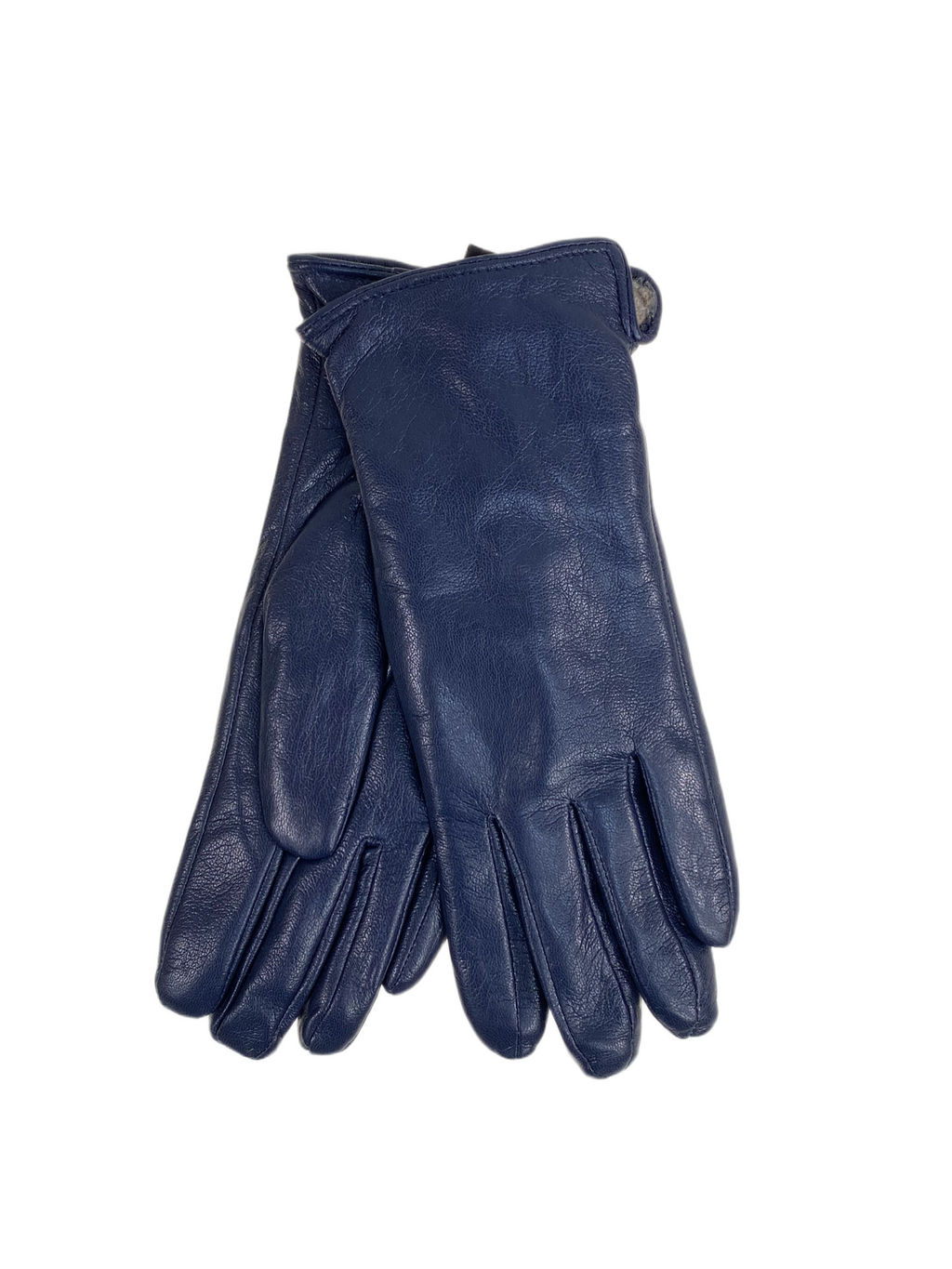 Перчатки осенние из натуральной кожи, цвет синий