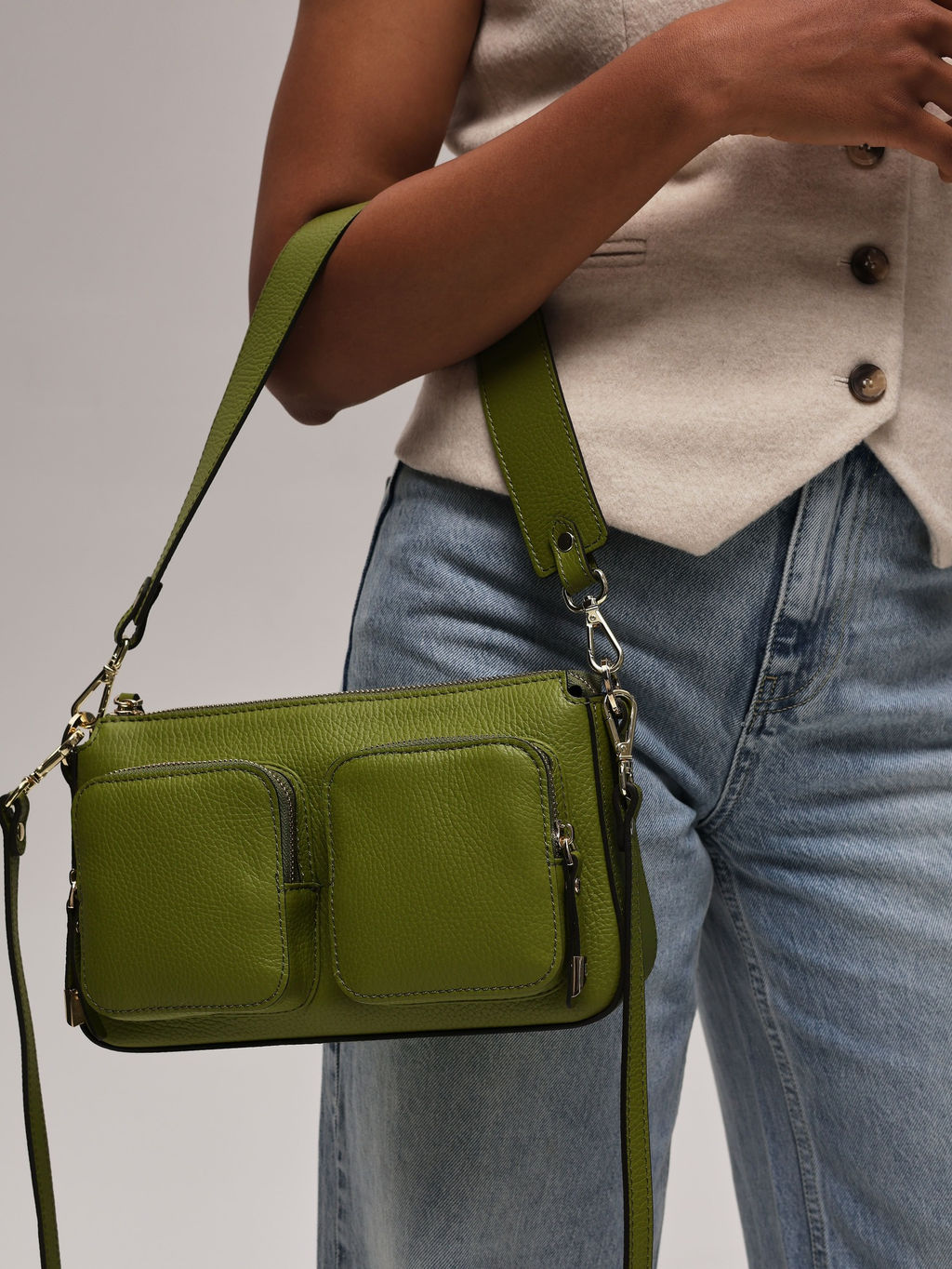 Сумка багет на плечо Deboro 31103 зеленый бамбук