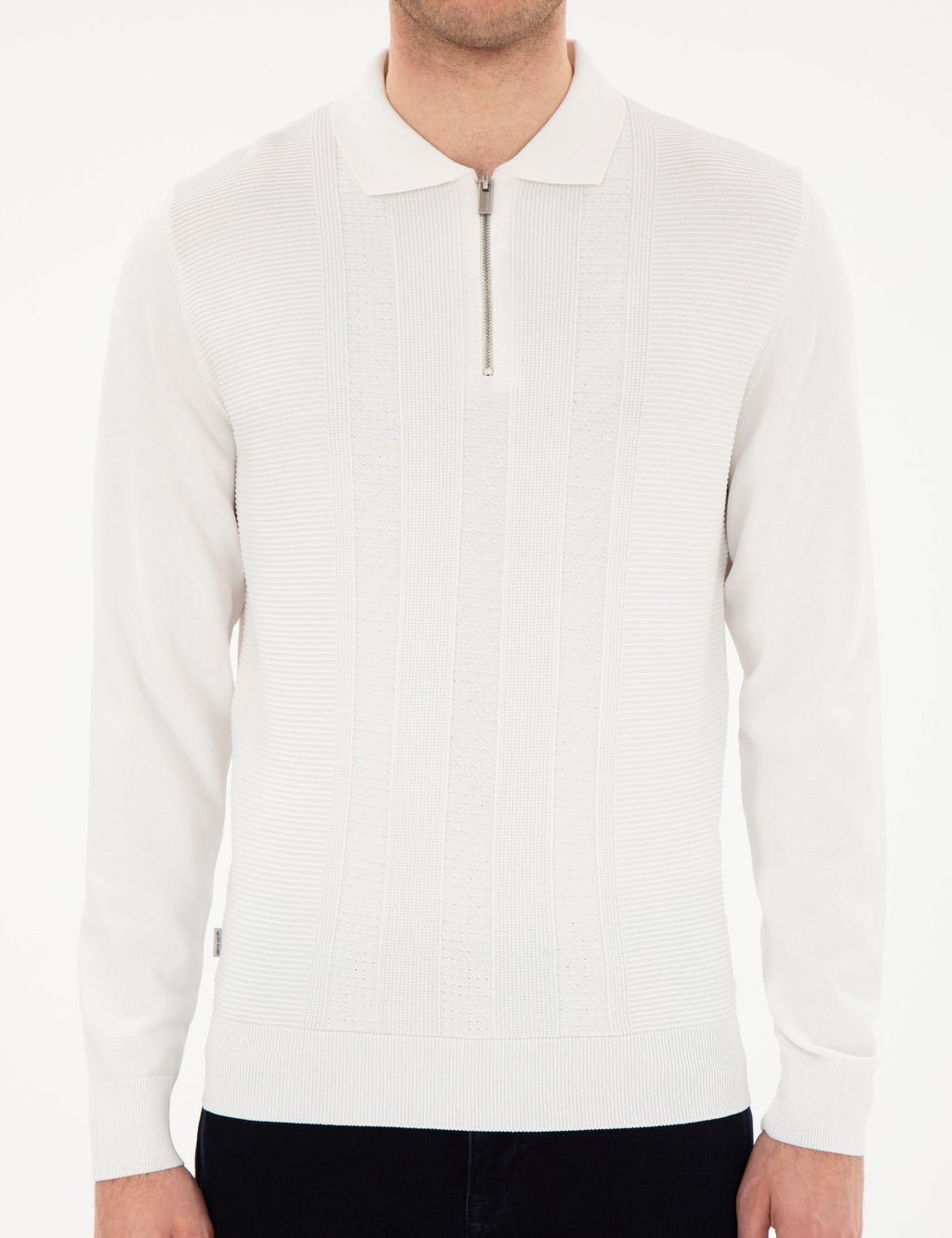 Ekru Regular Fit Fermuarl_ Polo Yaka Triko Kazak - Pierre cardin фото 6