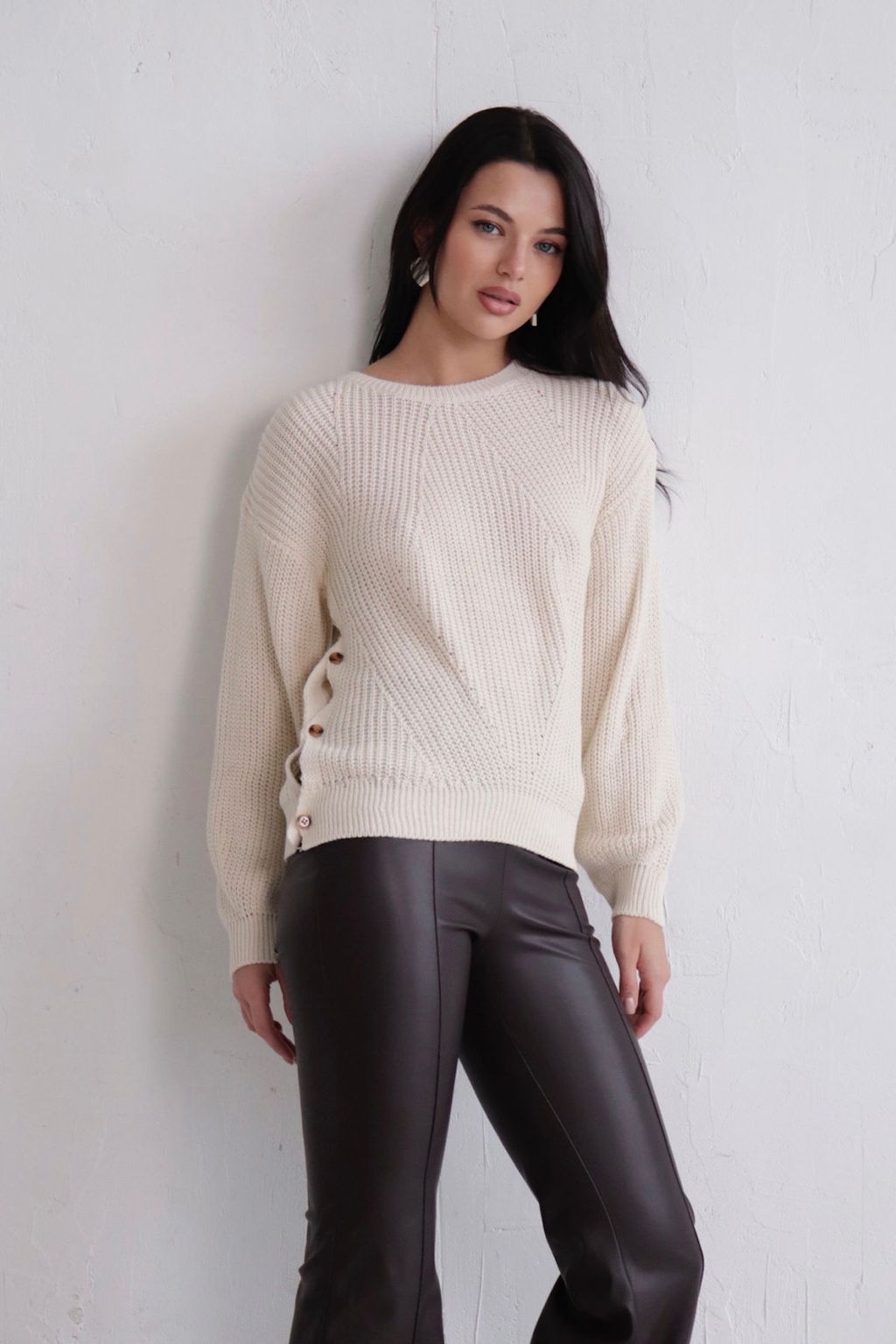 11072 Джемпер айвори с пуговицами - Martichelli фото 3