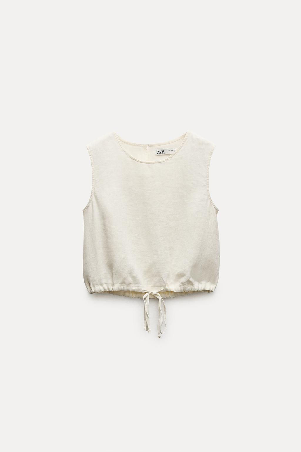 ZW COLLECTION 100% LINEN TOP WITH TIES - Zara фото 22