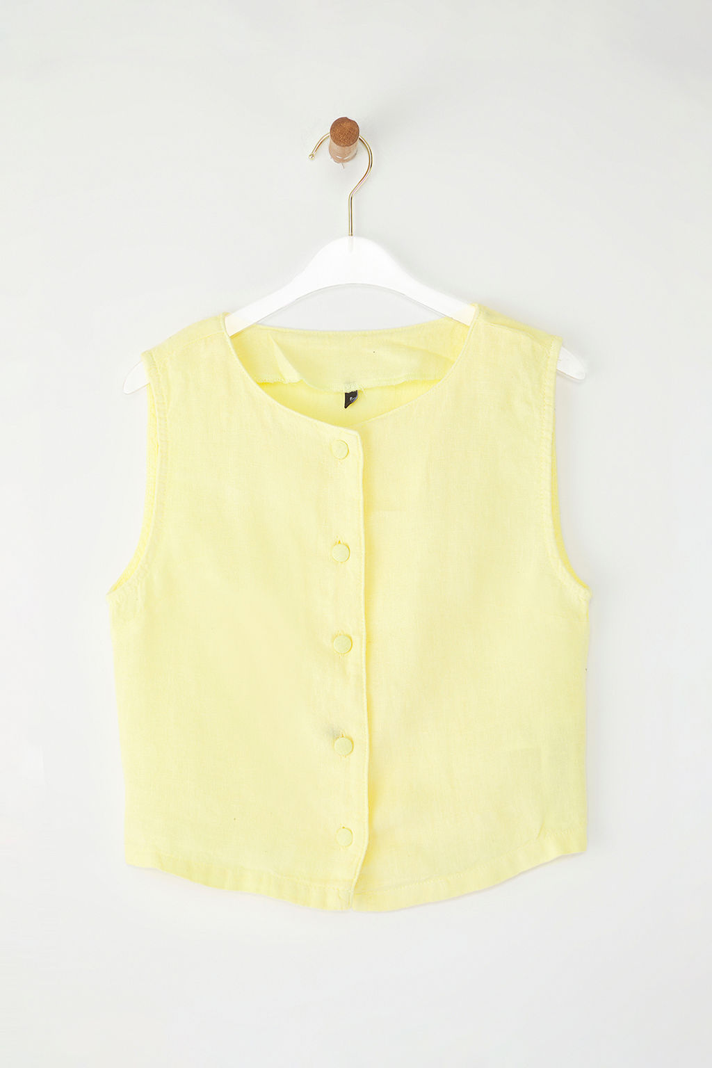 Sar? %100 Keten Dugme Detayl? Dokuma Bluz TWOSS26BZ00254 - Trendyolmilla фото 5