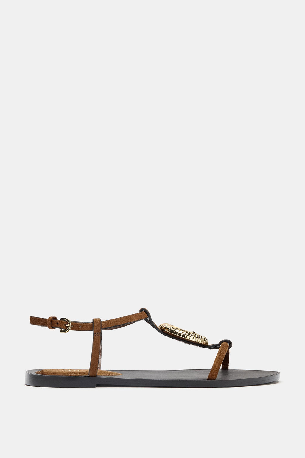 FLAT SANDALS WITH METAL EMBELLISHMENT - Zara фото 13