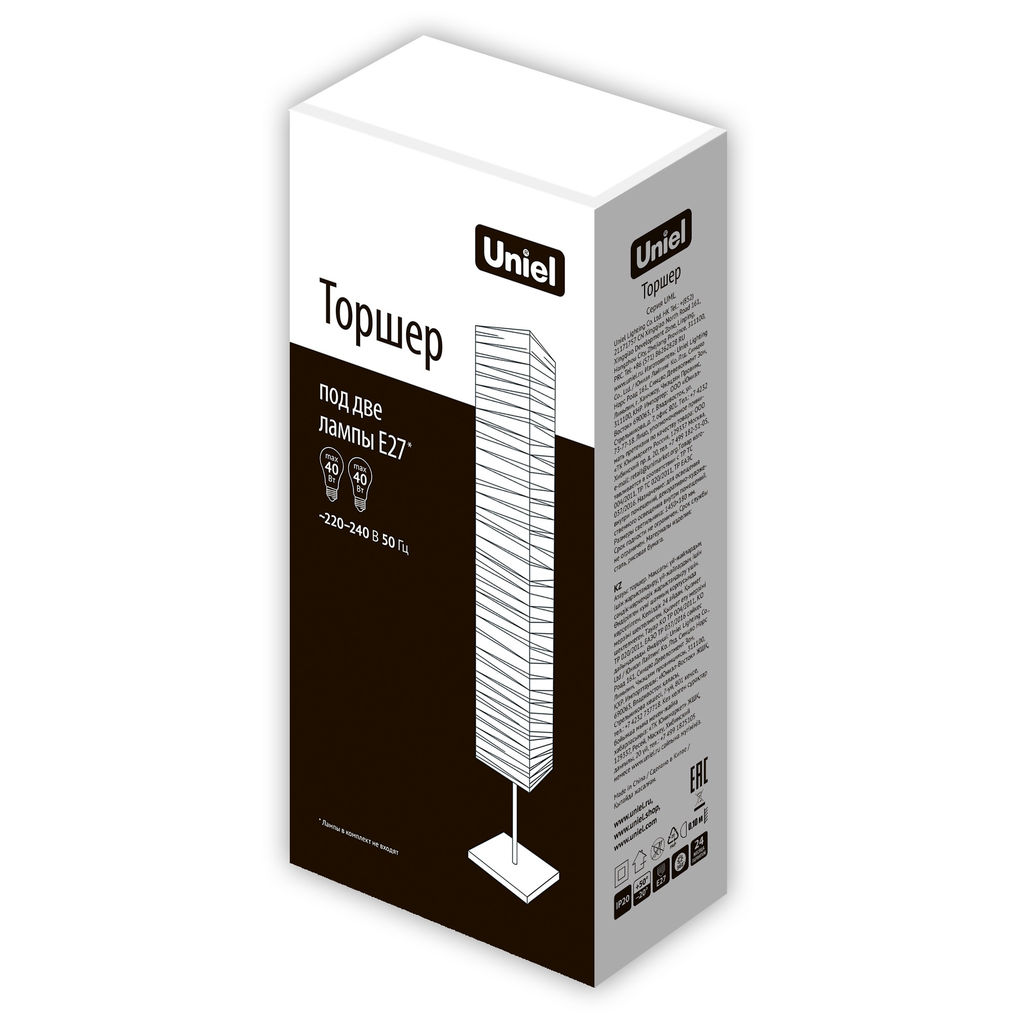 UML-T400 2хE27 WHITE Торшер напольный под две лампы E27, 2х60W. Механический выключатель. Белый. ТМ Uniel - Volpe фото 15