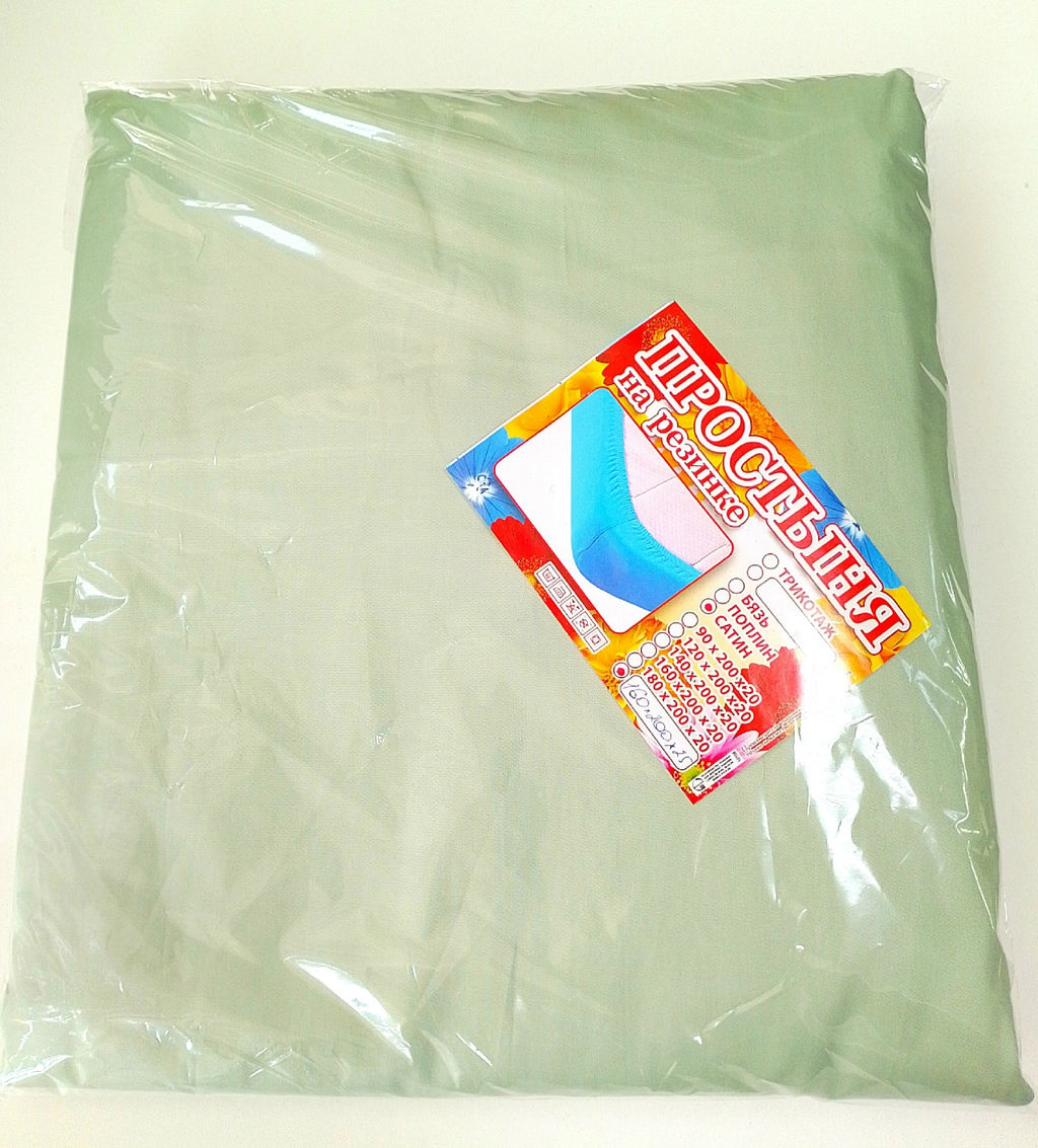 Простынь на резинке сатин премиум 160*200*20