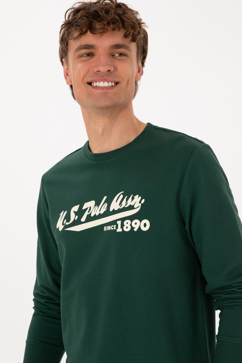Erkek Bisiklet Yaka Regular Fit Koyu Ye_il Sweatshirt - U.s. polo assn фото 2