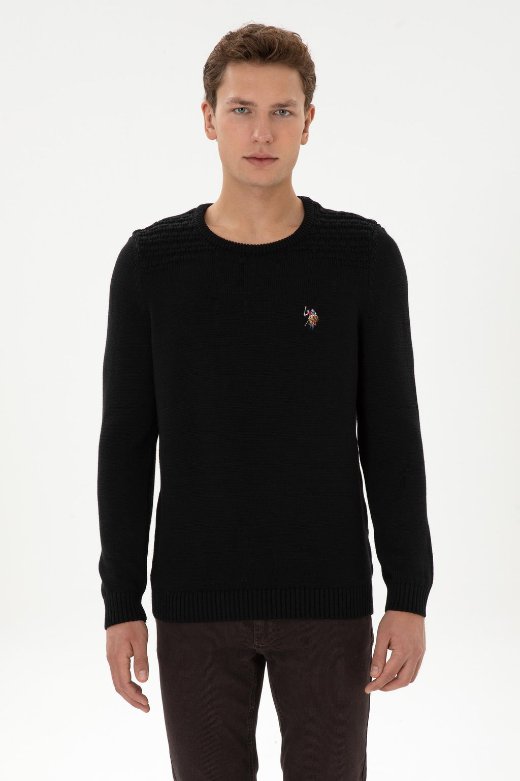 Erkek Slim Fit Bisiklet Yaka Siyah Kazak - U.s. polo assn фото 3