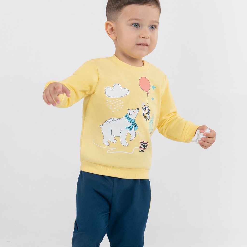 CRB wear/CWNB 90055-30-289 Комплект для мальчика (джемпер, брюки), светло-желтый-темно-синий/Ex.Cherubino  фото 2