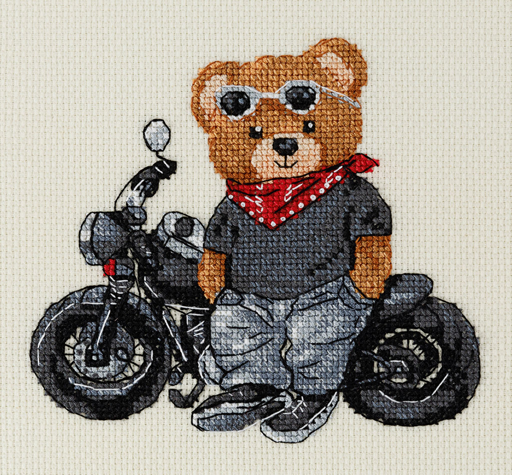Klart набор для вышивания 8-563 Мишка байкер 15 х 14 см