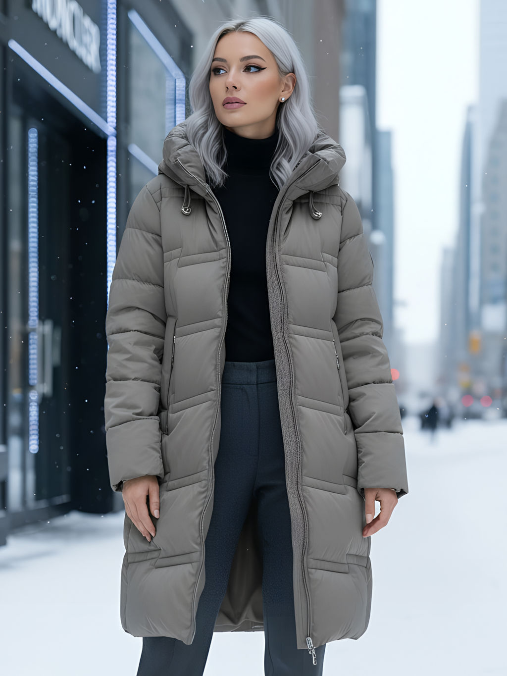 Пальто зимнее утепленное с капюшоном женское светло-коричневого цвета 7779SK - Visdeer фото 21