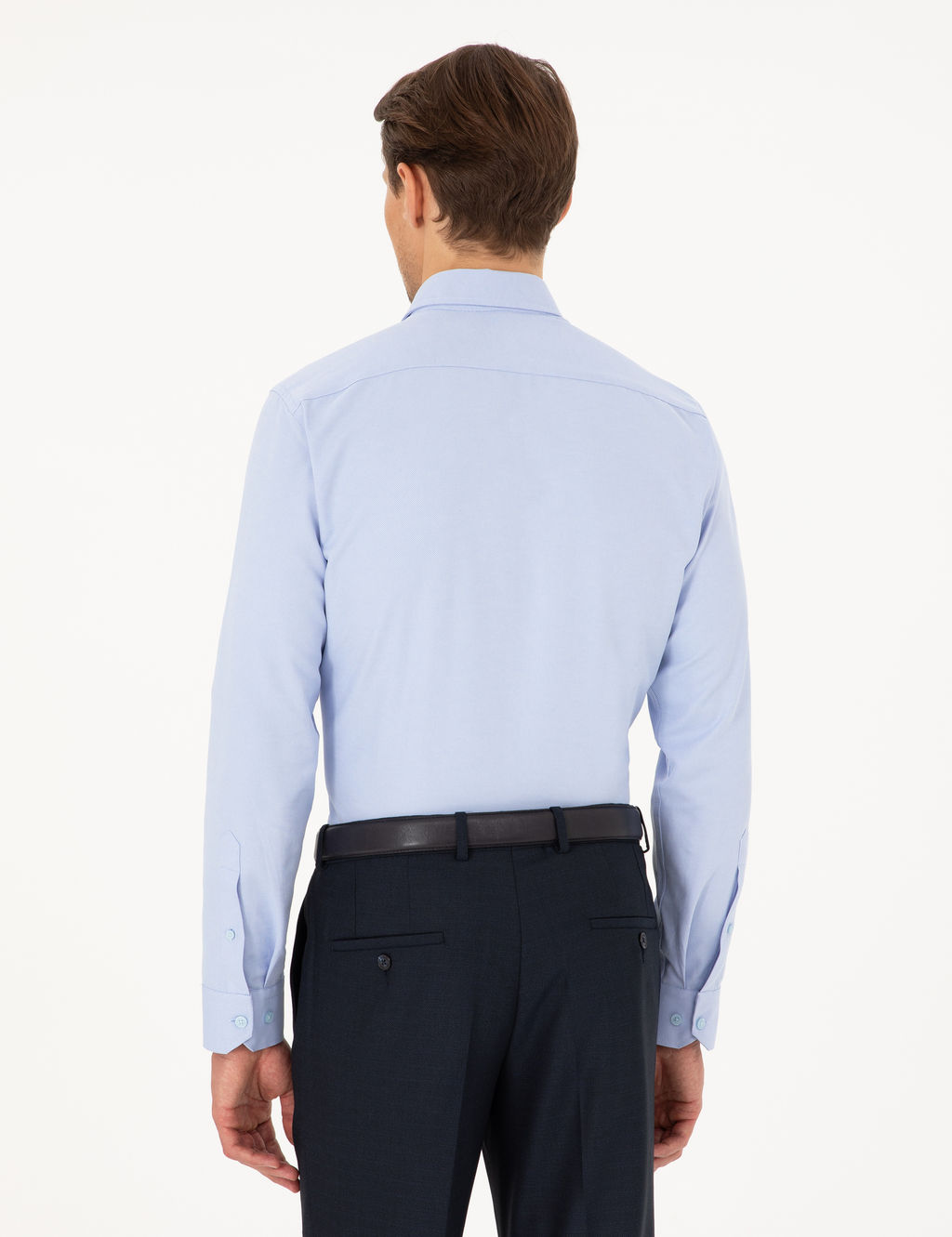 A__k Mavi Slim Fit Uzun Kollu G_mlek