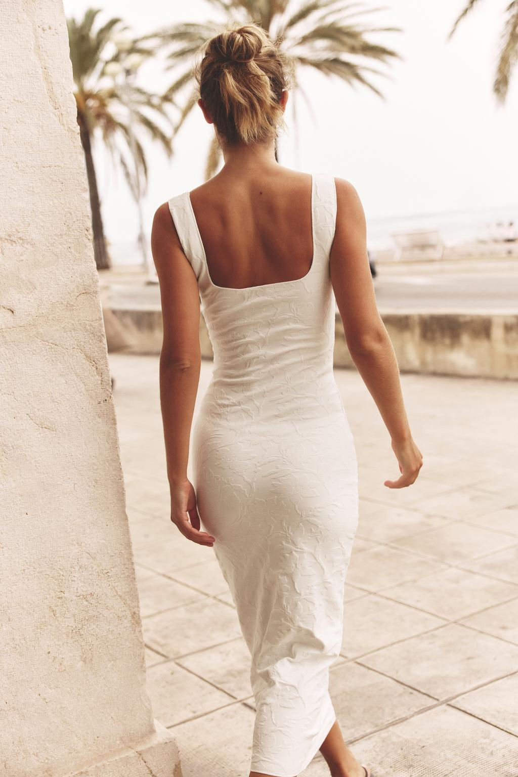 STRETCH SQUARE NECK DRESS - Zara фото 5