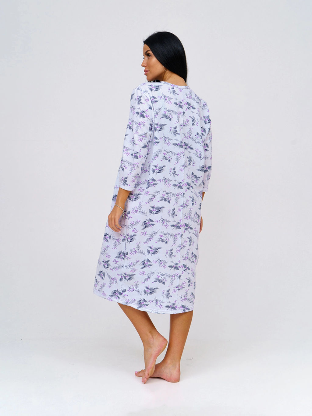 Ночная сорочка женская, цвет белый фиолетовый