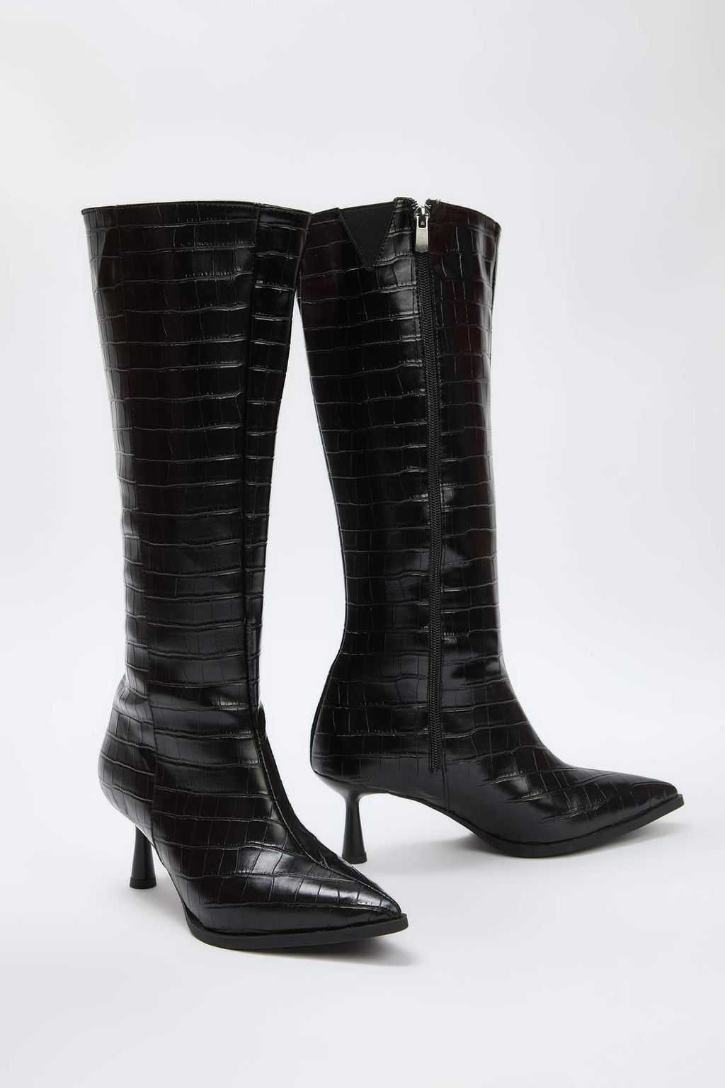 Siyah Kroko Sivri Burun Ince Topuklu Kad?n CizmeTAKAW26CZ00010 - Trendyolmilla фото 3