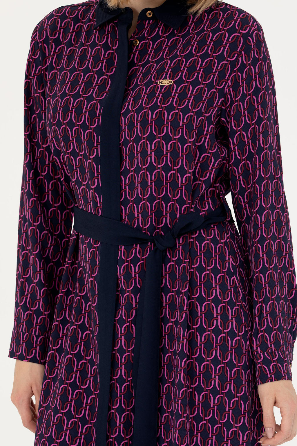 Kad_n Lacivert Dokuma Elbise