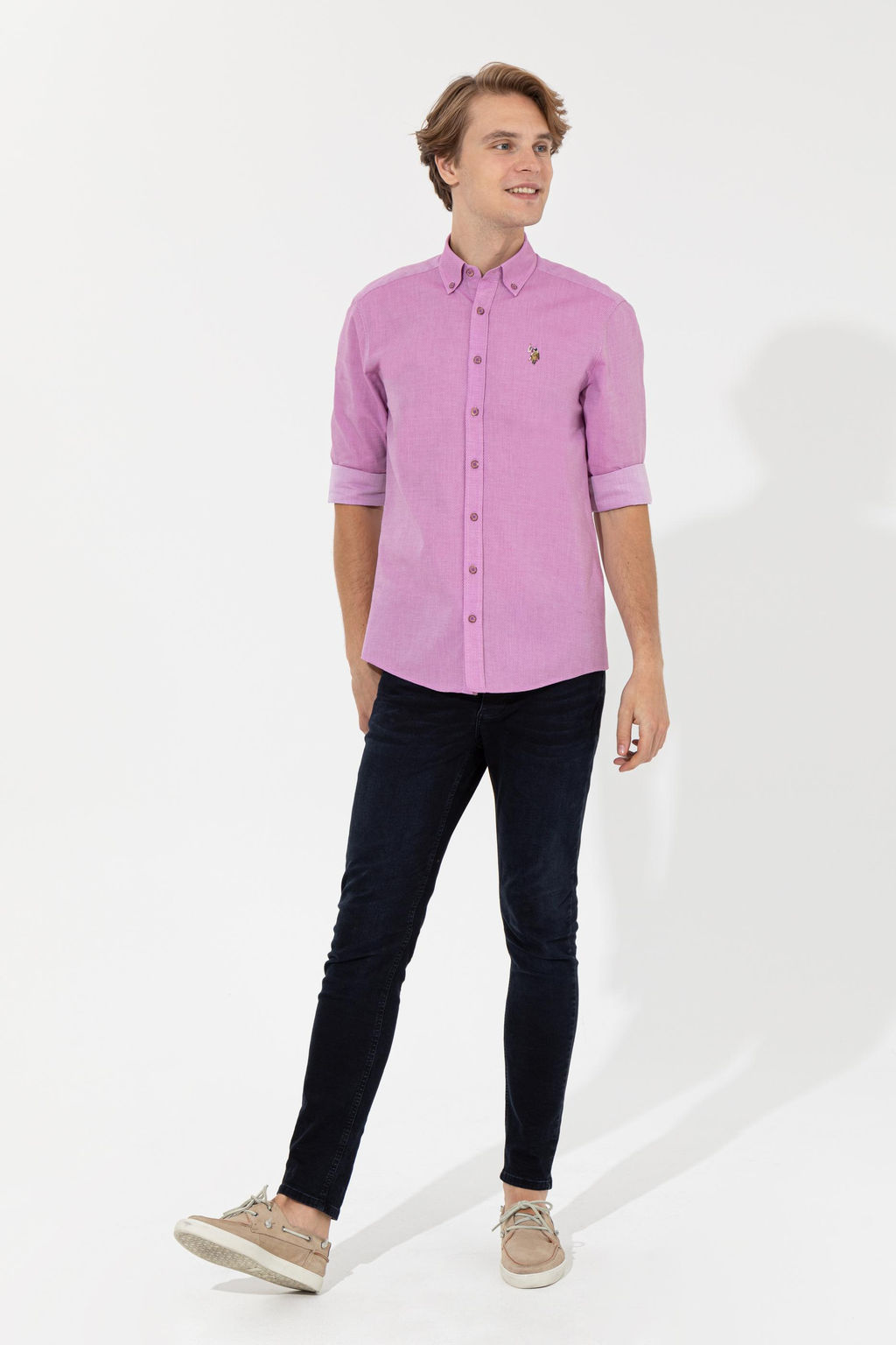 U. S. Polo Assn / Мужская фиолетовая рубашка Uzunkol Basic - U.s. polo assn фото 16