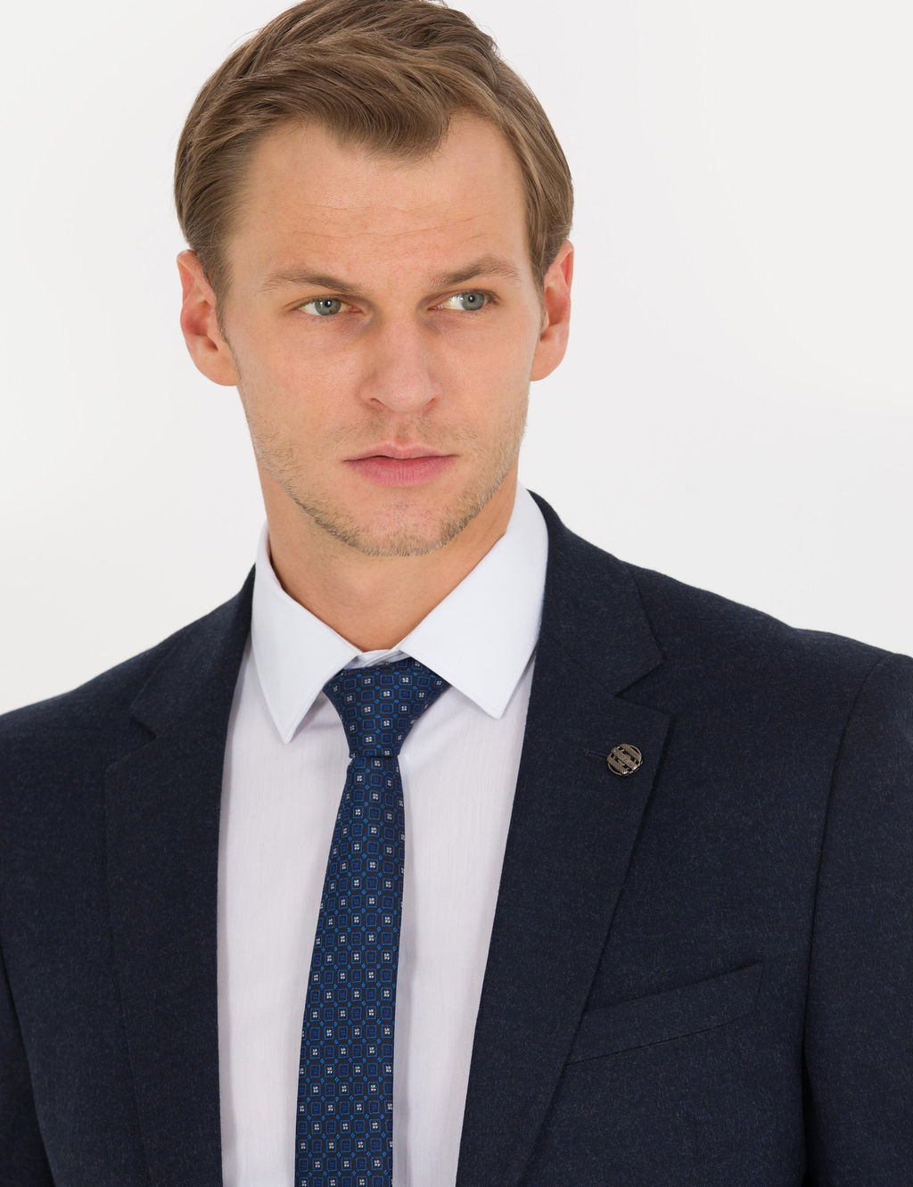 Lacivert Slim Fit Tak_m Elbise
