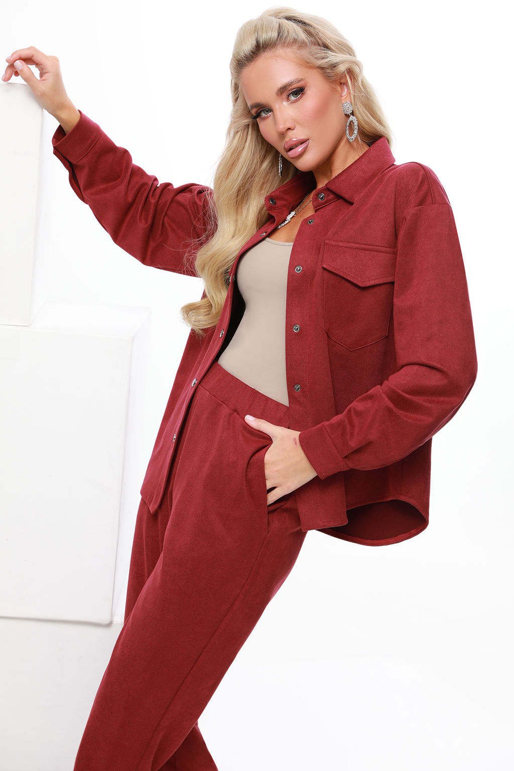 Костюм брючный под замшу с накладными карманами - Dstrend фото 5