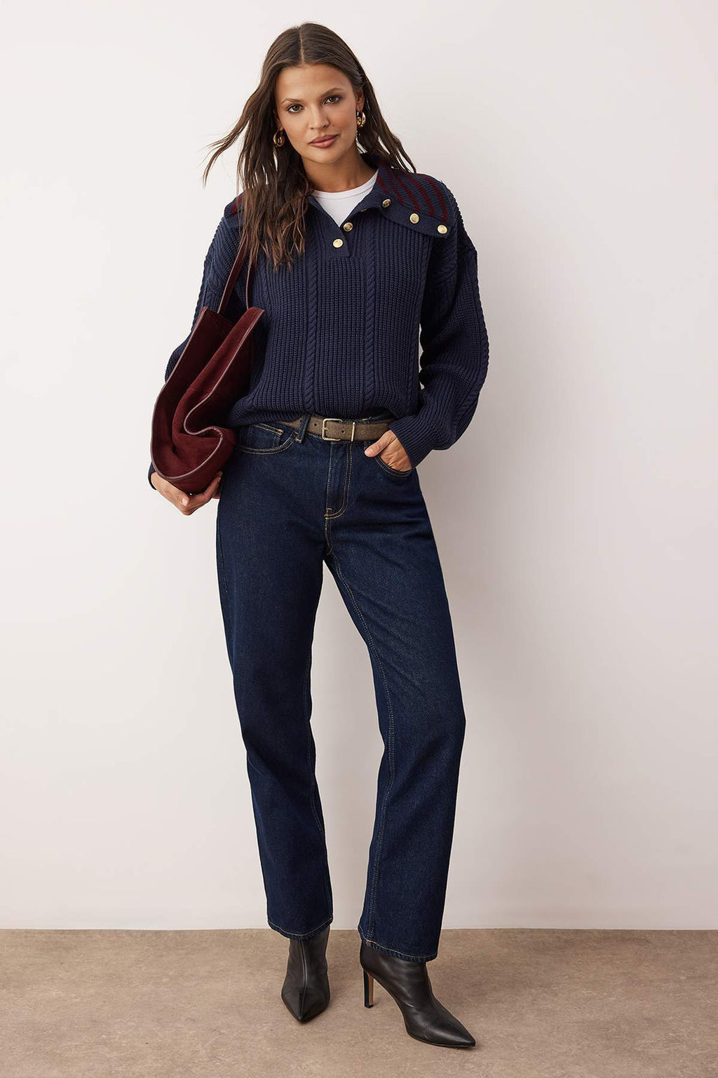 Ekru Sac Orgulu Genis Kal?p Devrik Yaka Triko Kazak TWOAW26KZ00120 - Trendyolmilla фото 8