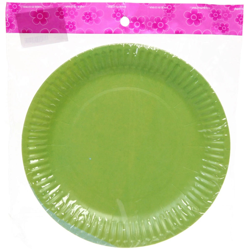 Цена за 6 шт. Тарелка бумажная 18 см в наборе 10 шт "Салатовая"
