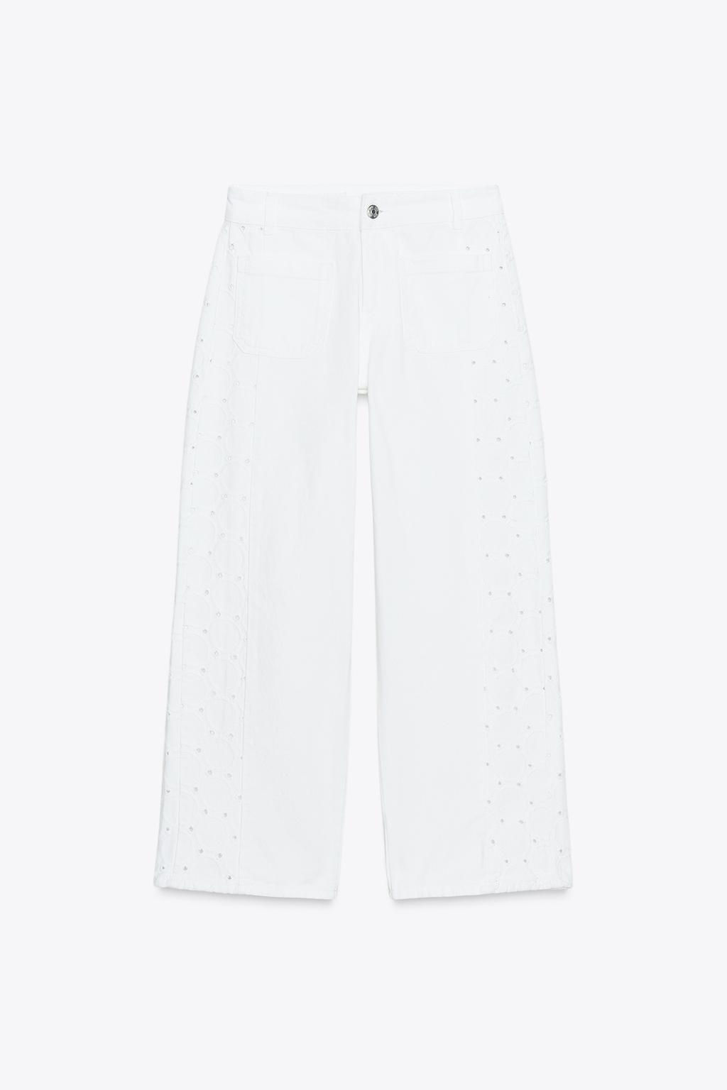 Z1975 WIDE-LEG JEANS WITH PERFORATED EMBROIDERY - Zara фото 5