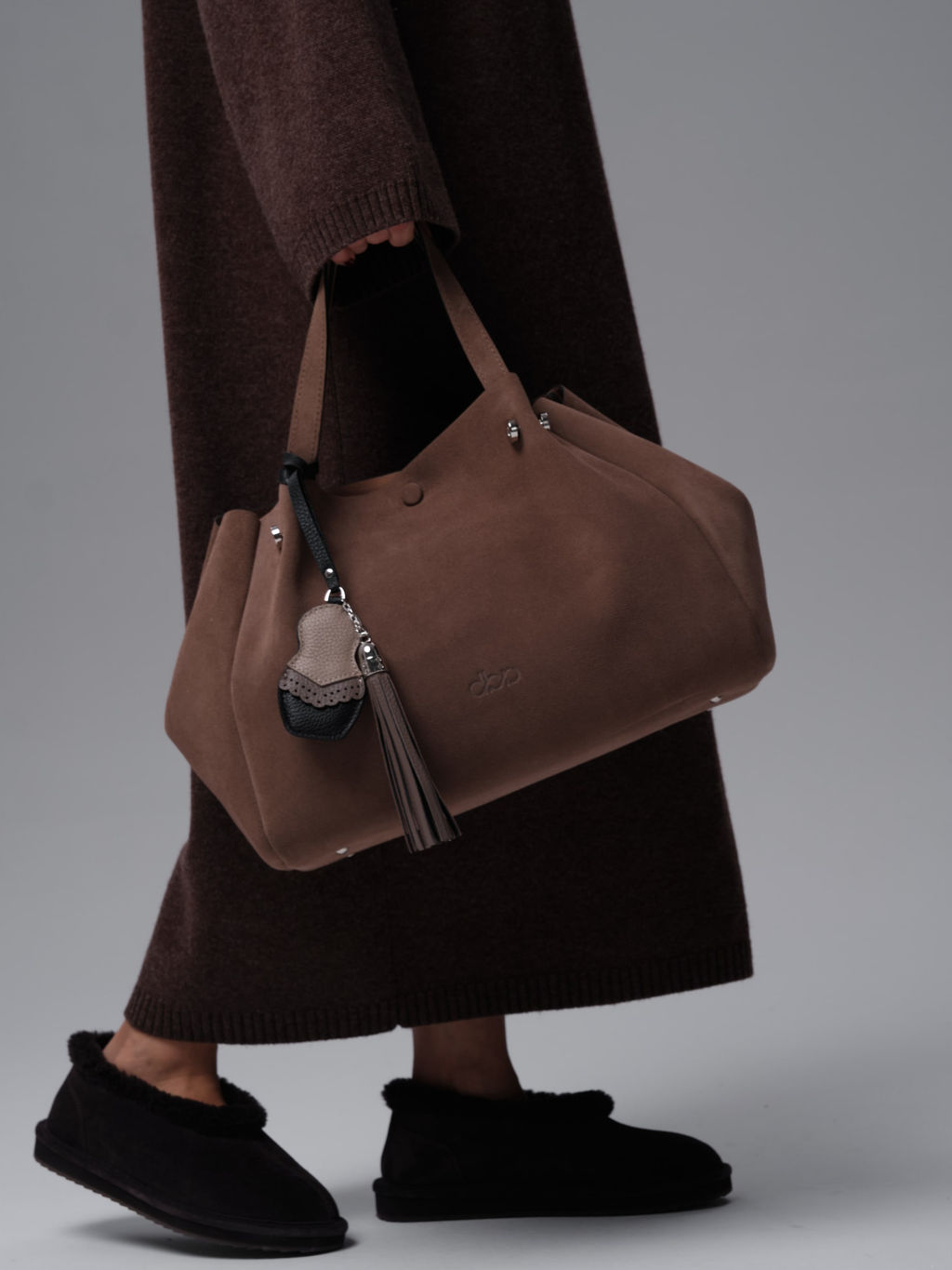 Замшевая сумка Vasilisa DBR 31210 серо-коричневый  фото 7