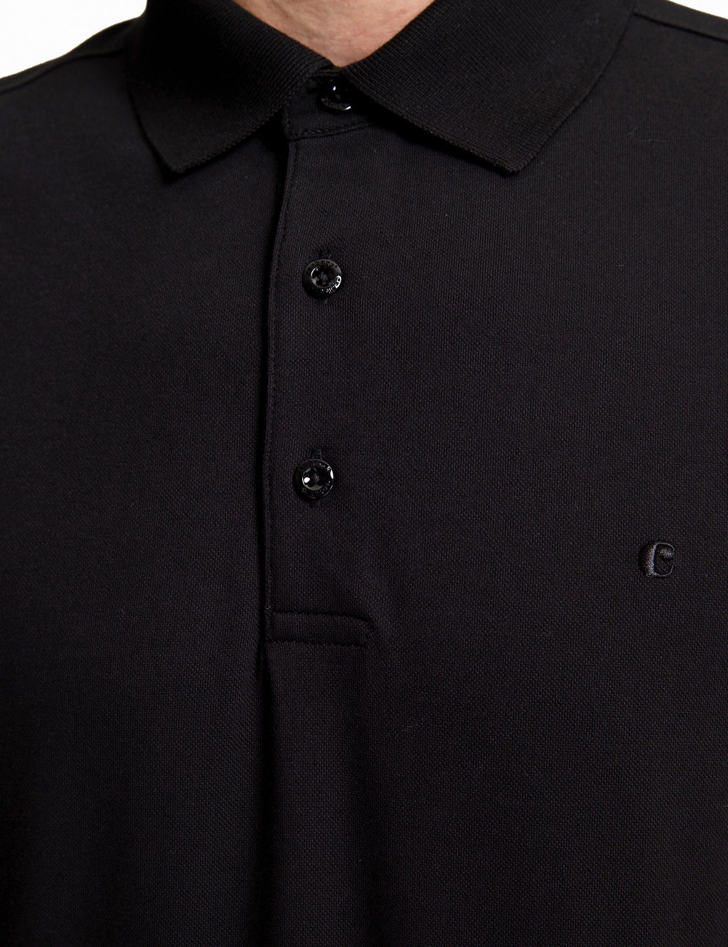 Siyah Slim Fit Pamuk Kar___ml_ D__meli Polo Yaka Basic T-shirt