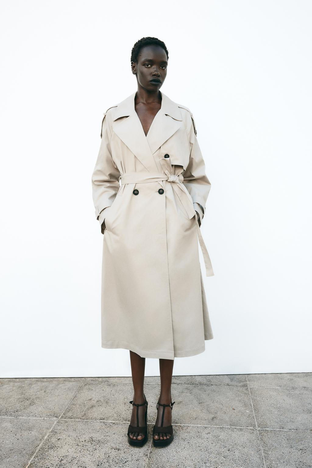 LONG DOUBLE-BREASTED TRENCH COAT WITH BELT - Zara фото 2
