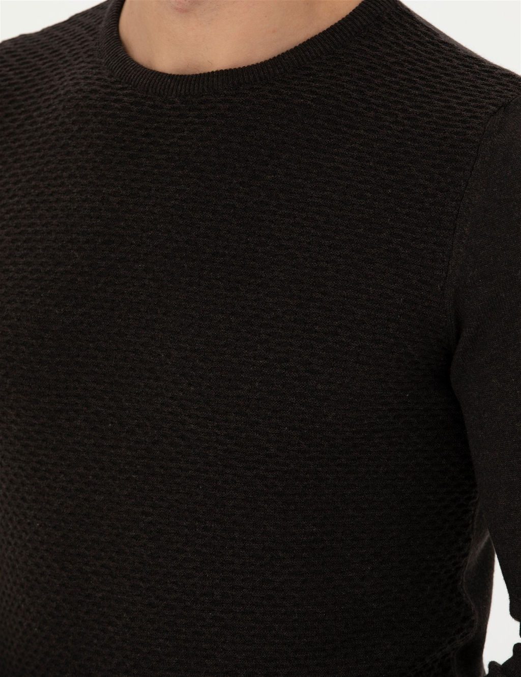 Kahverengi Slim Fit Bisiklet Yaka Triko Kazak - Pierre cardin фото 7