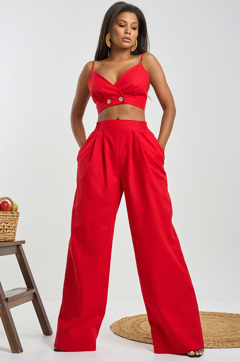 Топ льняной на регулируемых бретелях - Fly фото 11