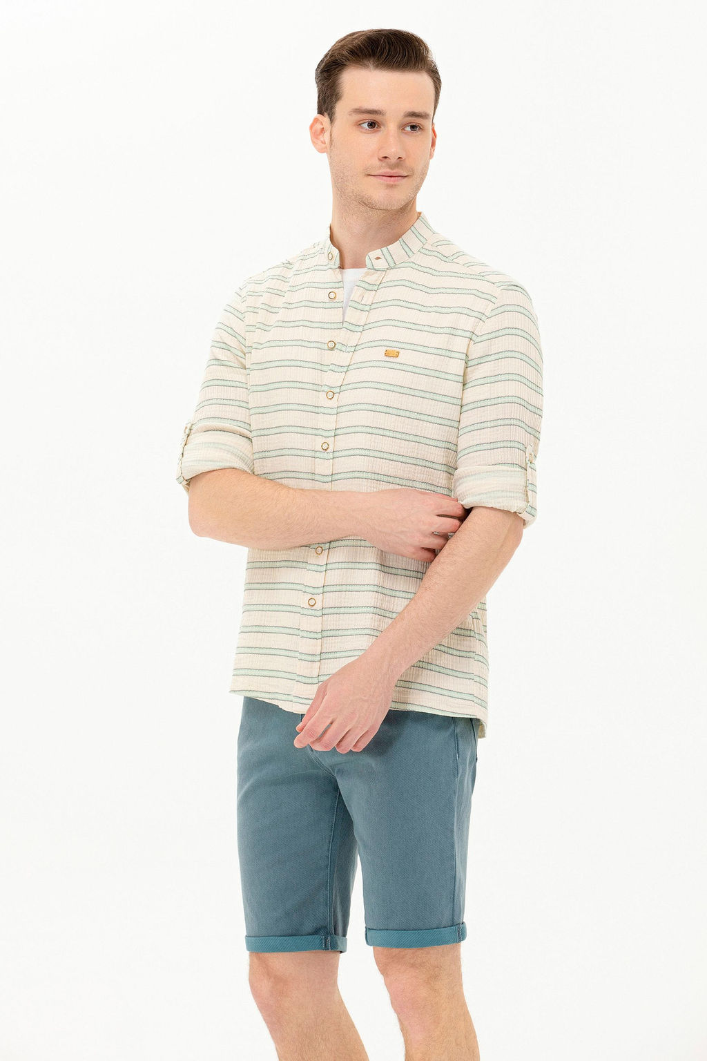U. S. Polo Assn / Мужская зеленая рубашка с длинным рукавом - U.s. polo assn фото 20