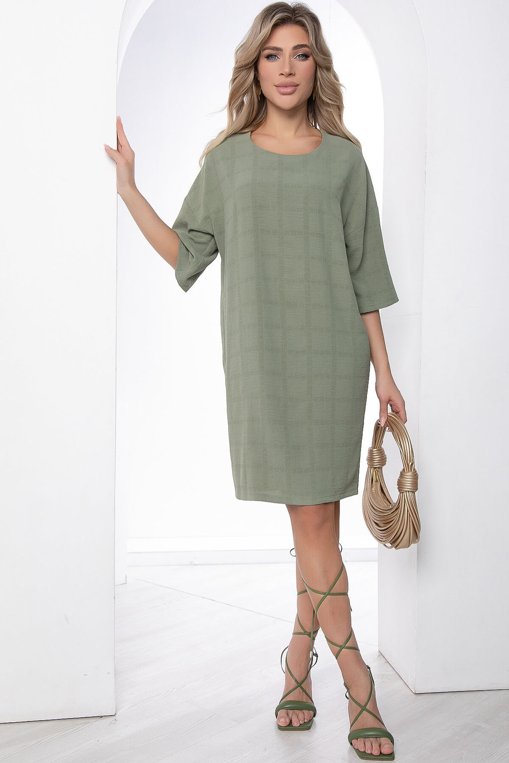 Платье футболка (олива) П8708 - Lt collection фото 3