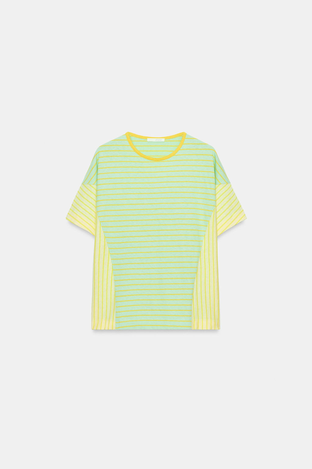 CAMISETA RAYAS ALGOD?N Y LINO / verde lavado - Zara фото 5