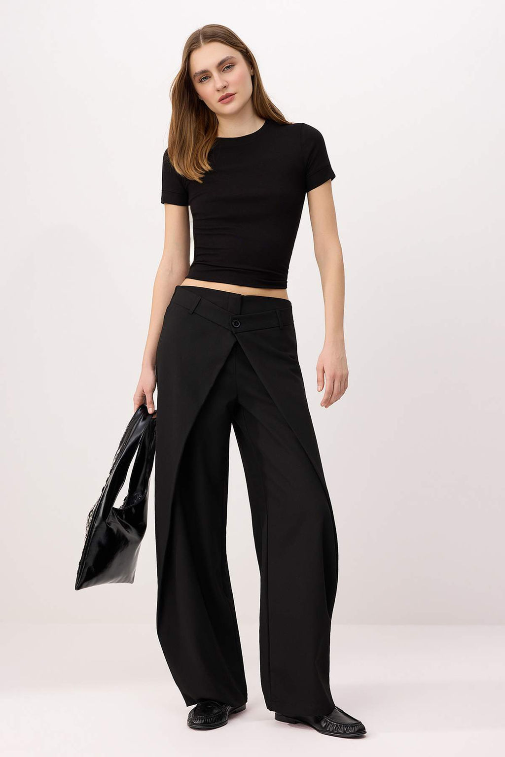 Gri Hacimli Pilili Balon Fit Cizgili Kumas Pantolon TWOAW26PL00149 - Trendyolmilla фото 7