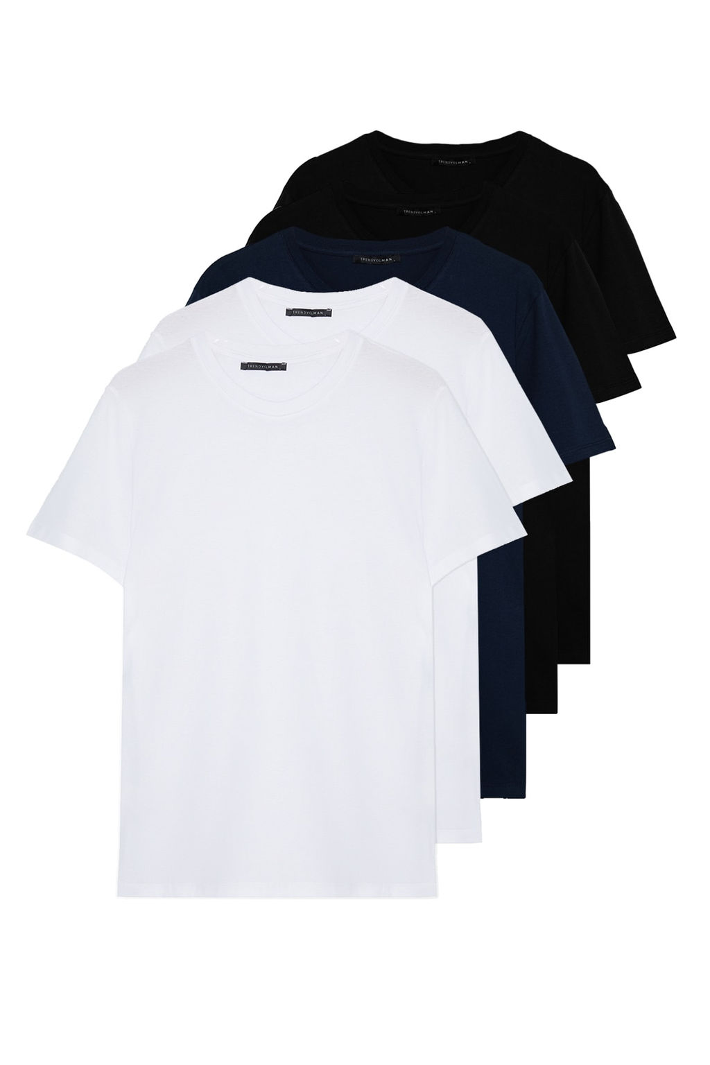 TRENDYOL MAN Siyah-Kahverengi-Gri-Tas-Beyaz Slim/Dar Kesim 5li Paket %100 Pamuk Tok Kumas T-shirt TMNAW20TS0243 - Trendyolmilla фото 3